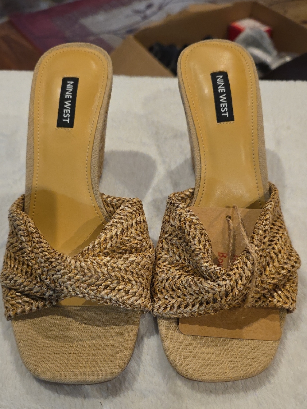Nine West Braided Tan Slide Mules. Nikhel Twist Wedge. Msrp: $95
